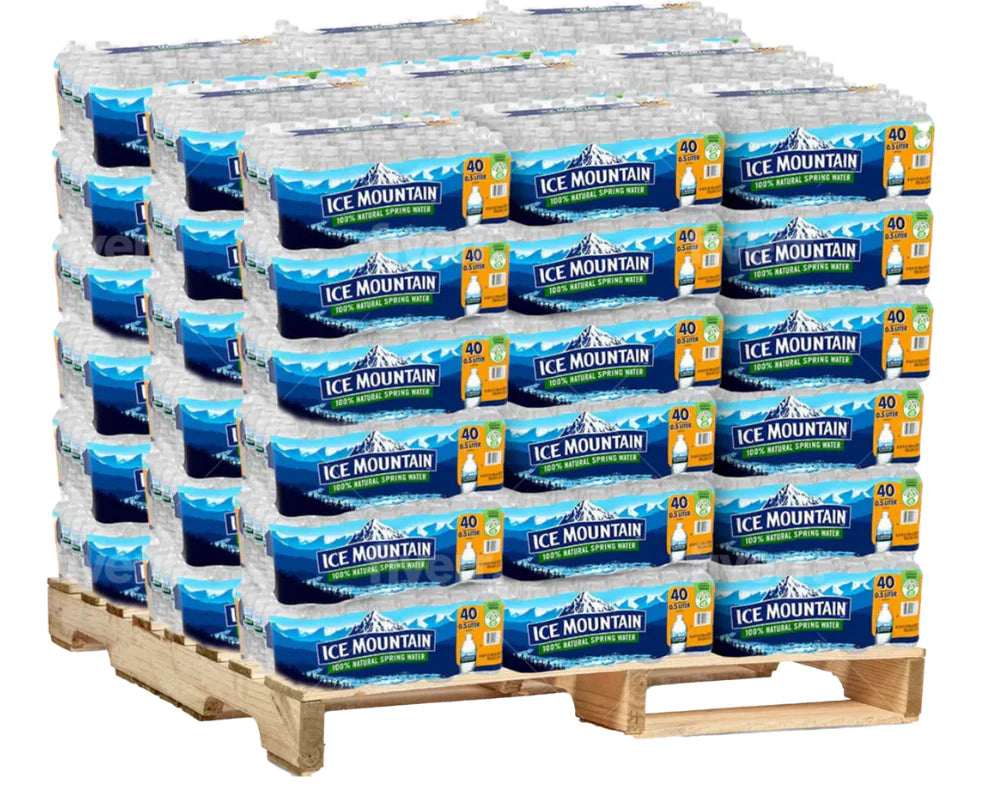 Ice Mountain Natural Spring Water, Full Pallet, 16.9 oz Plastic Bottles Case of 40 Bottles (48 Cases)